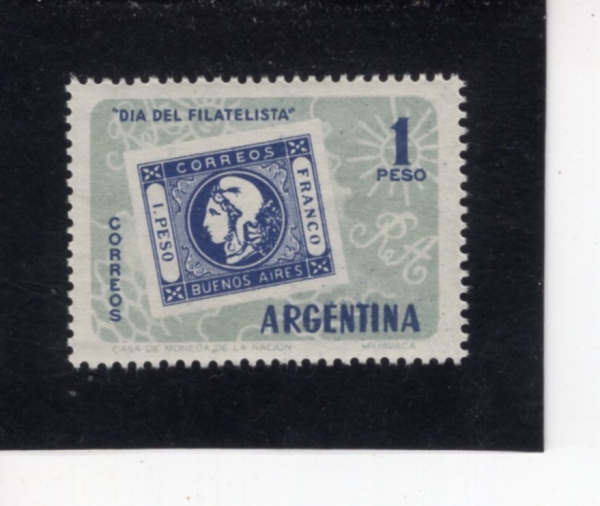 ARGENTINA(�Ƹ���Ƽ��)-#708-1p-BUENOS AIRES 1p STAMP OF 1859(�ο��뽺���̷��� 1859�� 1�潺 ī����Ÿ ����Ƽ ��� ����)-1959.11.21��