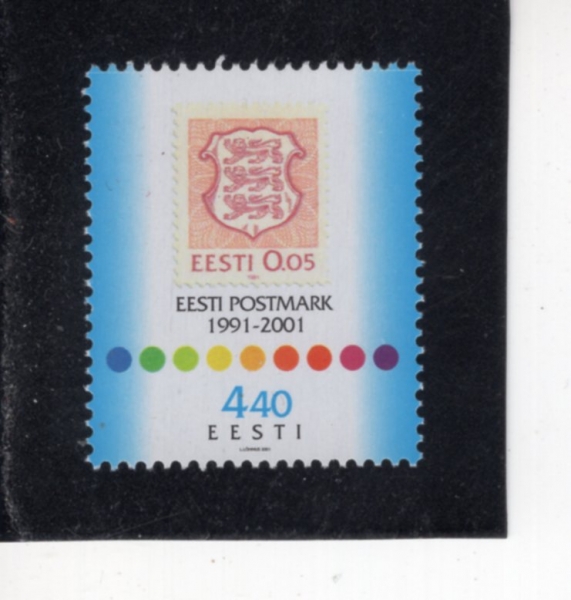 ESTONIA(������Ͼ�)-#422-4.40k-RESUMPTION OF ISSUING STAMPS, 10TH ANNIV.(��ǥ ���� �簳, 10�ֳ�)-2001.9.4��
