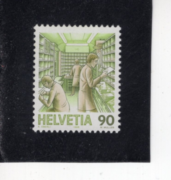 SWITZERLAND(������)-#790-90c-RAILROAD MAIL CAR(ö�� ��ü��)-1986.9.9��