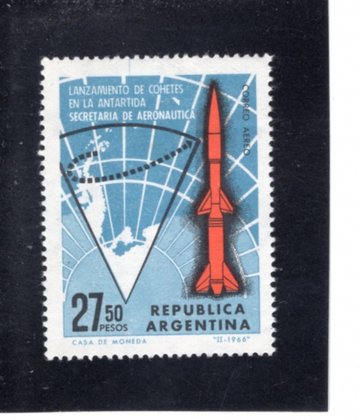 ARGENTINA(�Ƹ���Ƽ��)-#C105-27.50p-ARGENTINE ANTACTICA MAP AND CENTAUR ROCKET(���� ����, ��Ÿ��ν� ����)-1966.2.19��