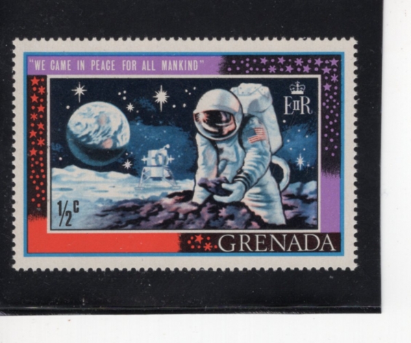 GRENADA(�׷�����)-#328-1/2c-ASTRONAUT COLLECTING MOON ROCKS, LANDING MODULE AND EARTH(���ֺ������� ���� ������ ���� �� �ϼ��� ����)-1969.9.24��