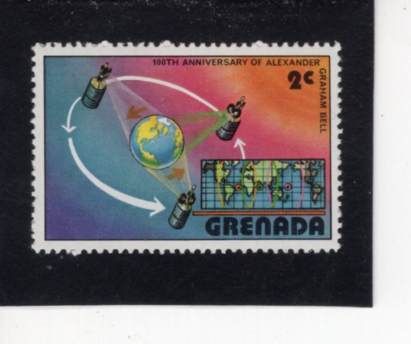 GRENADA(�׷�����)-#782-2c-SATELLITES AROUND GLOBE, WORLD MAP(����, ���� ����)-1976.12.17��