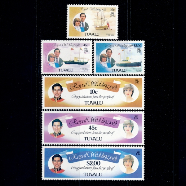 TUVALU(߷)-#157~62(6)-PRINCE CHARLES AND LADY DIANA(Ȳڿ ֳ̾)-1981.7.10