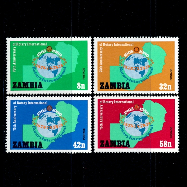 ZAMBIA()-#212~5(4)-ROTARY INTL. 75TH ANNIV.(Ÿ 75ֳ)-1980.6.18