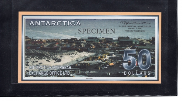 ANTARCTICA--50 DOLLARS-POLYMER PLASTIC PAPER-SPECIMEN(߾)-2001.1.1