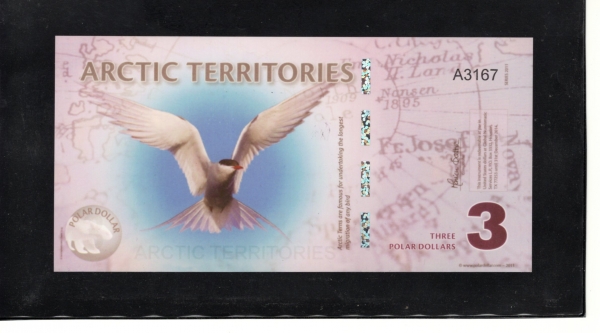 ARCTIC TERRITORIES-ϱ-3 DOLLARS-POLYMER PLASTIC PAPER-2011