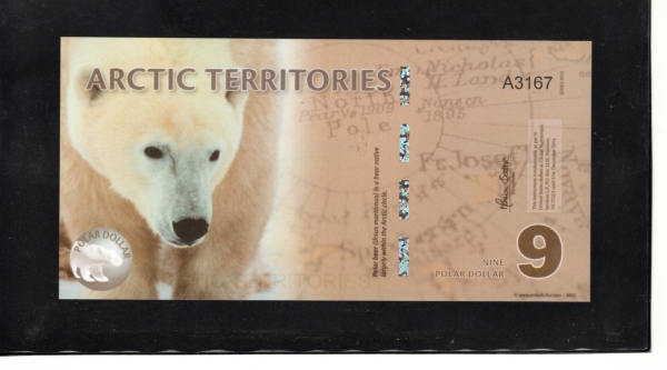 ARCTIC TERRITORIES-ϱ-9 DOLLARS-POLYMER PLASTIC PAPER-2012