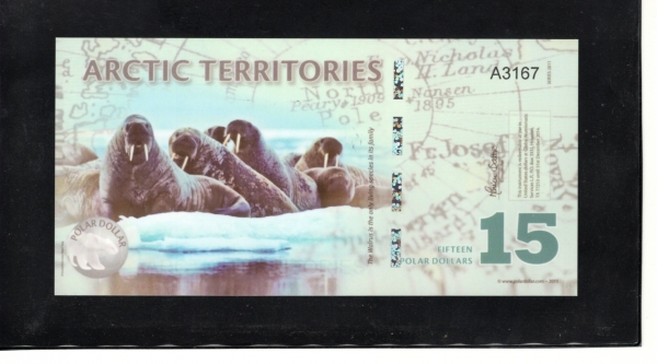 ARCTIC TERRITORIES-ϱ-15 DOLLARS-POLYMER PLASTIC PAPER-2011