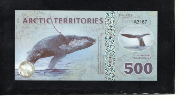 ARCTIC TERRITORIES-ϱ-500 DOLLARS-POLYMER PLASTIC PAPER-2017