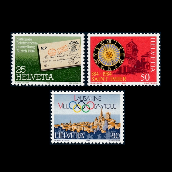 SWITZERLAND()-#744~6(3)-STAMP SHOW, 1100TH ANNIV. OF SAINT IMIER AND UPPER CITY, LAUSANNE(ǥȸ, ֶ̿ â 1100ֳ, )-1984.2.21