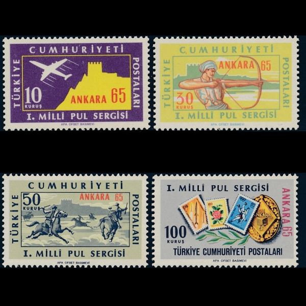 TURKEY(ƢŰ)-#1670~3(4)-1ST NATL. POSTAGE STAMP EXHIB., ANKARA(ī ǥ ȸ)-1965.10.25