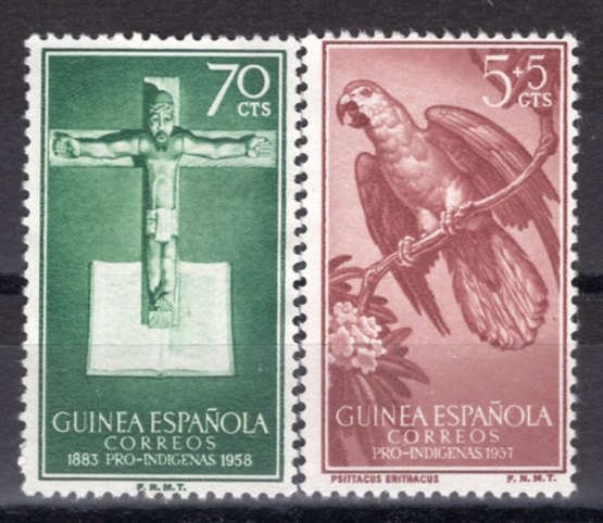 SPANISH GUINEA(η )-#347, B41(2)-AFRICAN GRAY PARROT(ȸ ޹)-1957.6.1