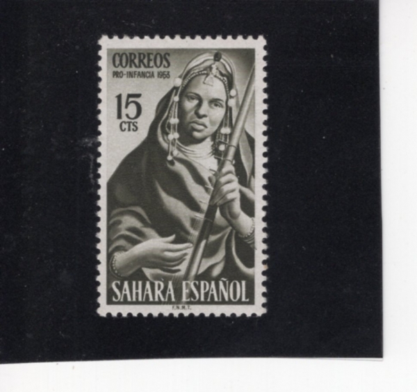 SPANISH SAHARA(η ϶)-#68-15c-WOMAN MUSICIAN(ǰ)-1953.6.1