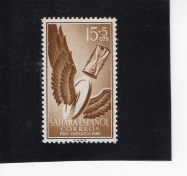 SPANISH SAHARA(η ϶)-#B59-15+5c-WINGED WHEEL AND HOUR-GLASS, SYMBOLIC OF HORA DE TODAS( ޸ , 𷡽ð,  ð)-1960.6.1