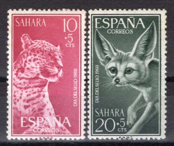 SPANISH SAHARA(η ϶)-#B60~1(2)-LEOPARD AND DESERT FOX(ǥ, 縷 )-1960.11.23