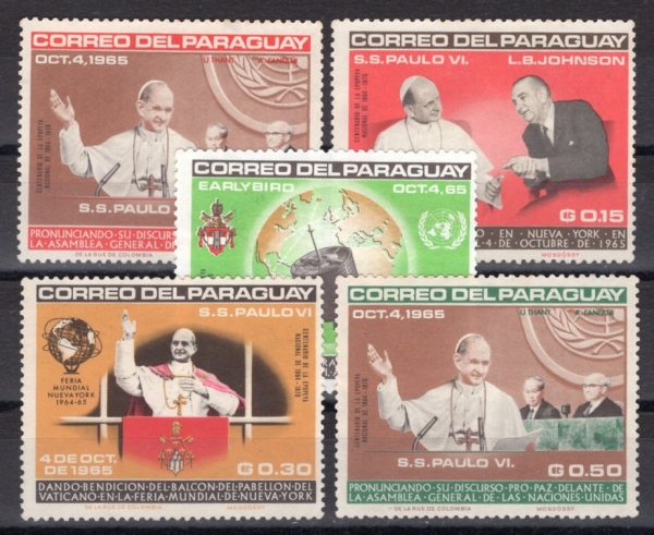 PARAGUAY(Ķ)-#903~7(5)-POPE PAUL VI, VISIT TO UN(Ȳ ٿ 6)-1965.11.19