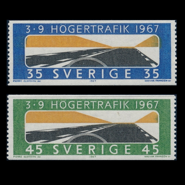 SWEDEN()-#733~4(2)-RIGHT-HAND DRIVING AS SEEN THROUGH WINDSHIELD(ٶ )-1967.9.2