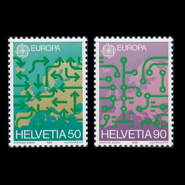 SWITZERLAND()-#822~3(2)-ARROWS TRANSPORT AND CIRCUITRY COMMUNICATION(, )-1988.5.24