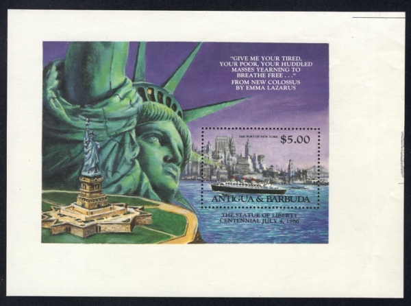 ANTIGUA(Ƽ)-PROOF-#834-$5-PORT OF NEW YORK()-1985.1.7