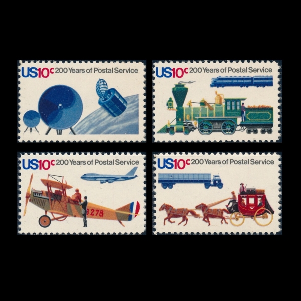 UNITED STATES(̱)-#1572~5(4)-US POSTAL SERVICE BICENTENNIAL(̱  200ֳ)-1975.9.3
