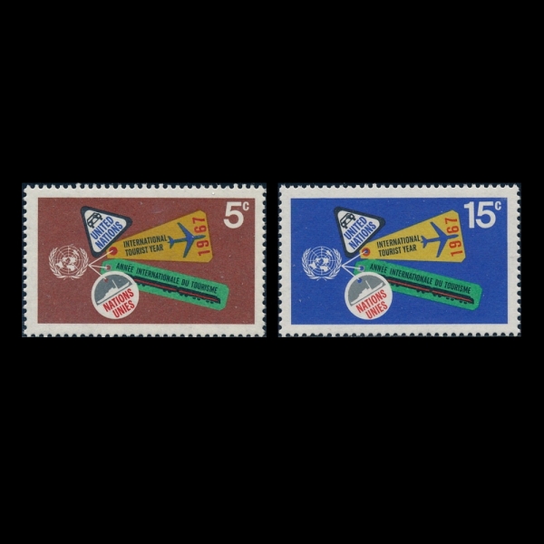 UNITED NATIONS,OFFICES IN NEW YORK( -)-#175~6(2)-LUGGAGE TAGS AND UN EMBLEM(Ϲ ±, UN)-1967.6.19