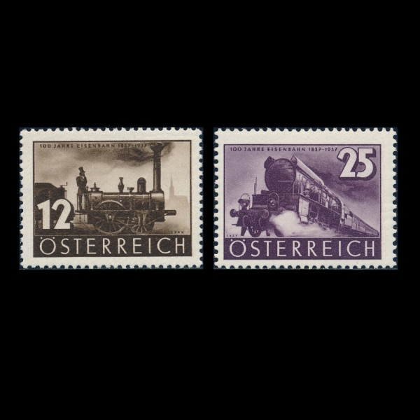 AUSTRIA(Ʈ)-#385~6(2)-CENT. OF AUSTRIAN RAILWAYS(Ʈ ö  100ֳ)-1937.11.22