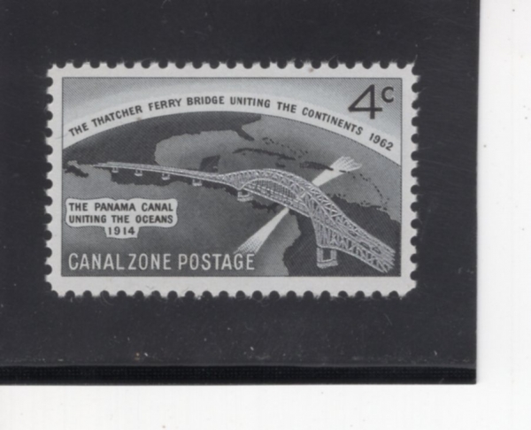 CANAL ZONE(�ĳ��� ���� ����)-#157-4c-THATCHER FERRY BRIDGE AND MAP OF WESTERN HEMISPHERE(�Ƹ޸�ī �뱳, ���ݱ�)-1962.10.12��